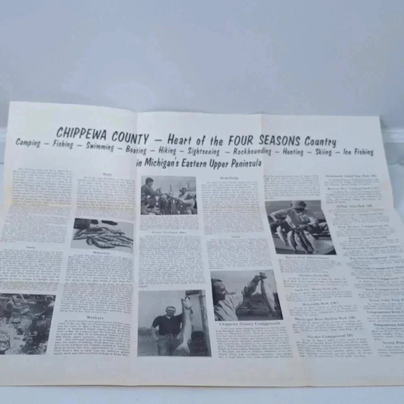 Official Chippewa County Michigan Road Map Vintage Sault Ste. Marie Fishing - Picture 3 of 3